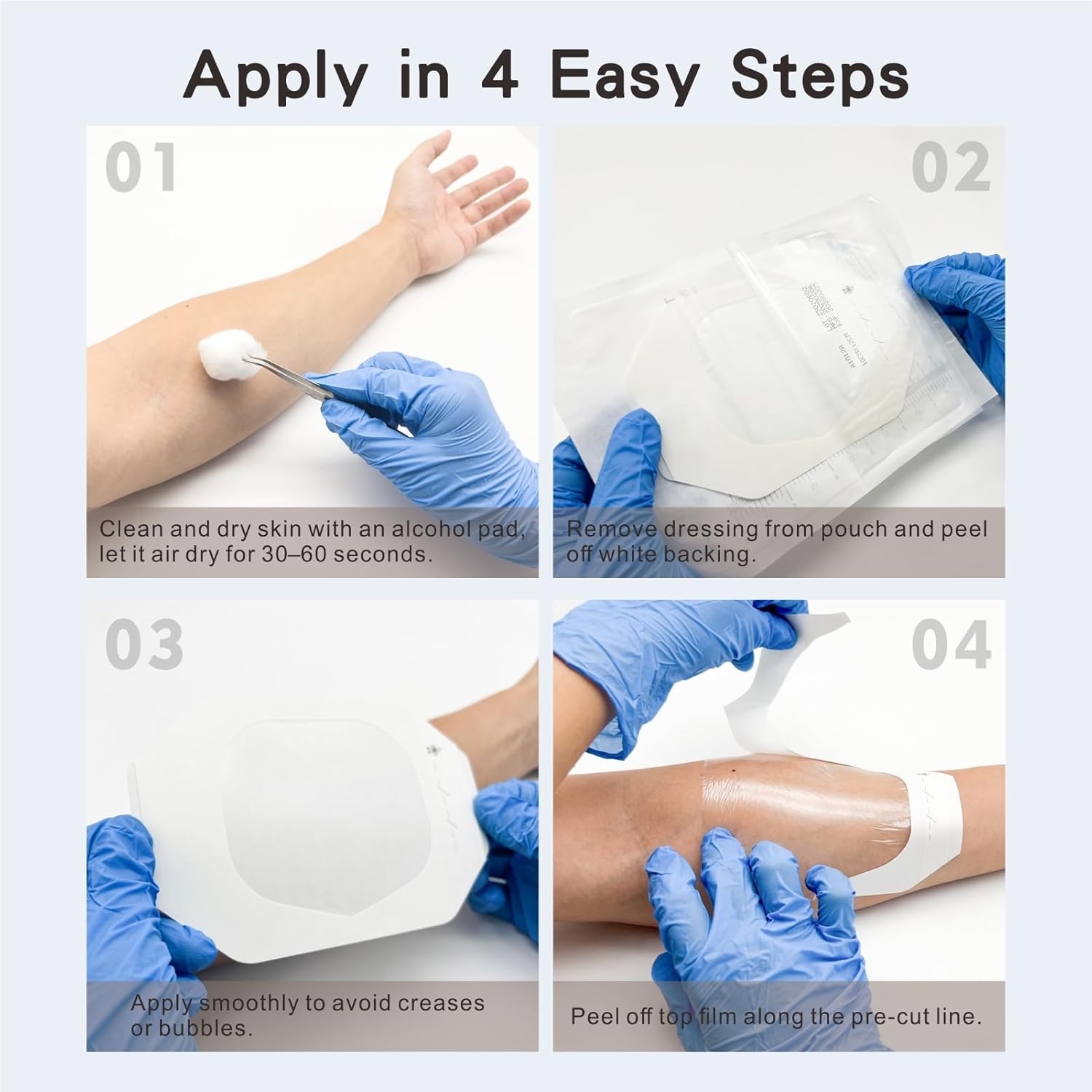 Transparent Film Dressing 4'' x 5'', 50 Packs Waterproof Wound Bandage Adhesive Patches, Wound Cover Patches for Post Surgical Shower, IV Shield, Tattoo Aftercare Bandage - Image 6