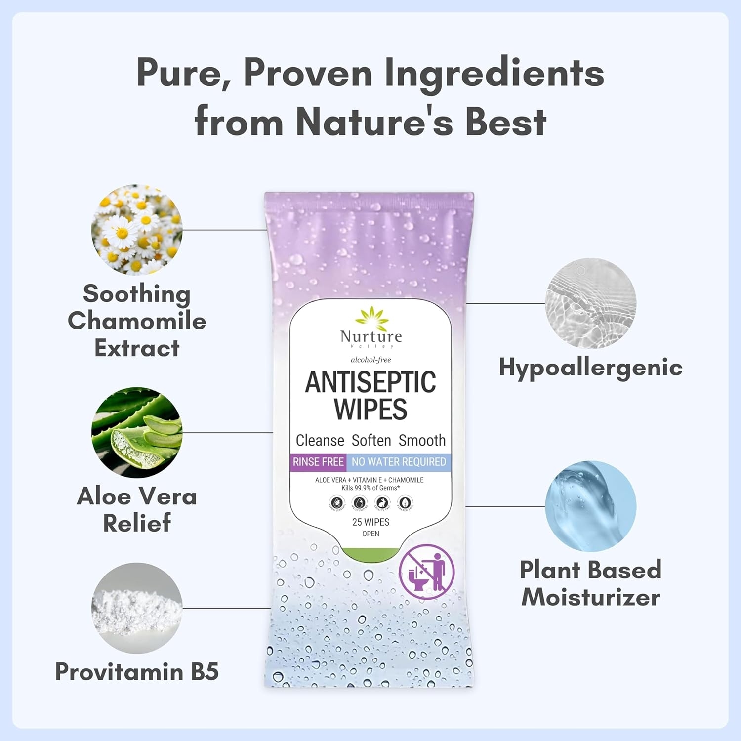 Nurture XL Antibacterial Body & Hand Sanitizing Wipes | Alcohol-Free Antiseptic Wet Towelettes for Germ Removal, Disinfecting Skin, Sanitizing Hands |Cleaning Cloths | Adults & Baby | Thick & Strong - Image 4