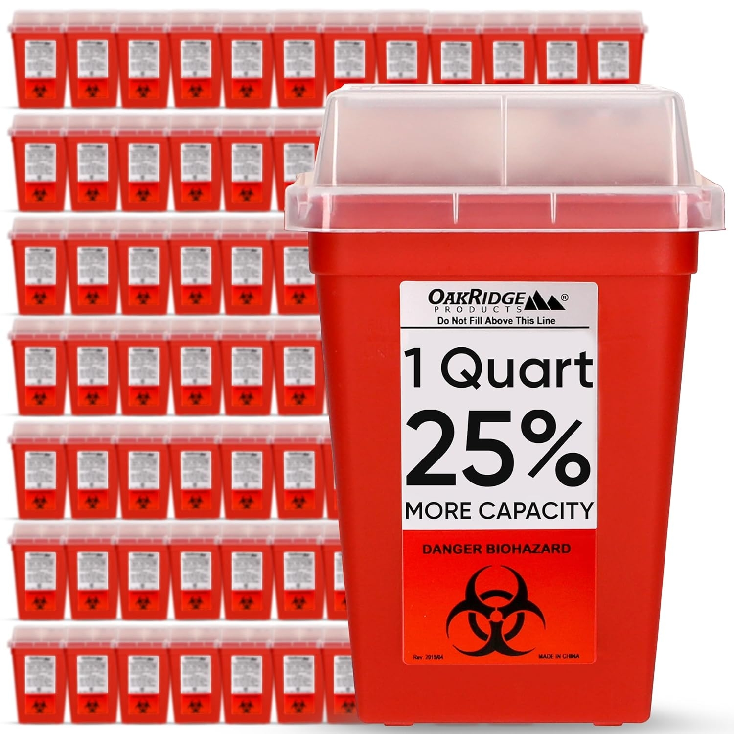 Oakridge Products Sharps Container for Home Use and Professional 1 Quart (3-Pack), Biohazard Needle and Syringe Disposal, Small Portable Container for Travel, CDC Certified - Image 2