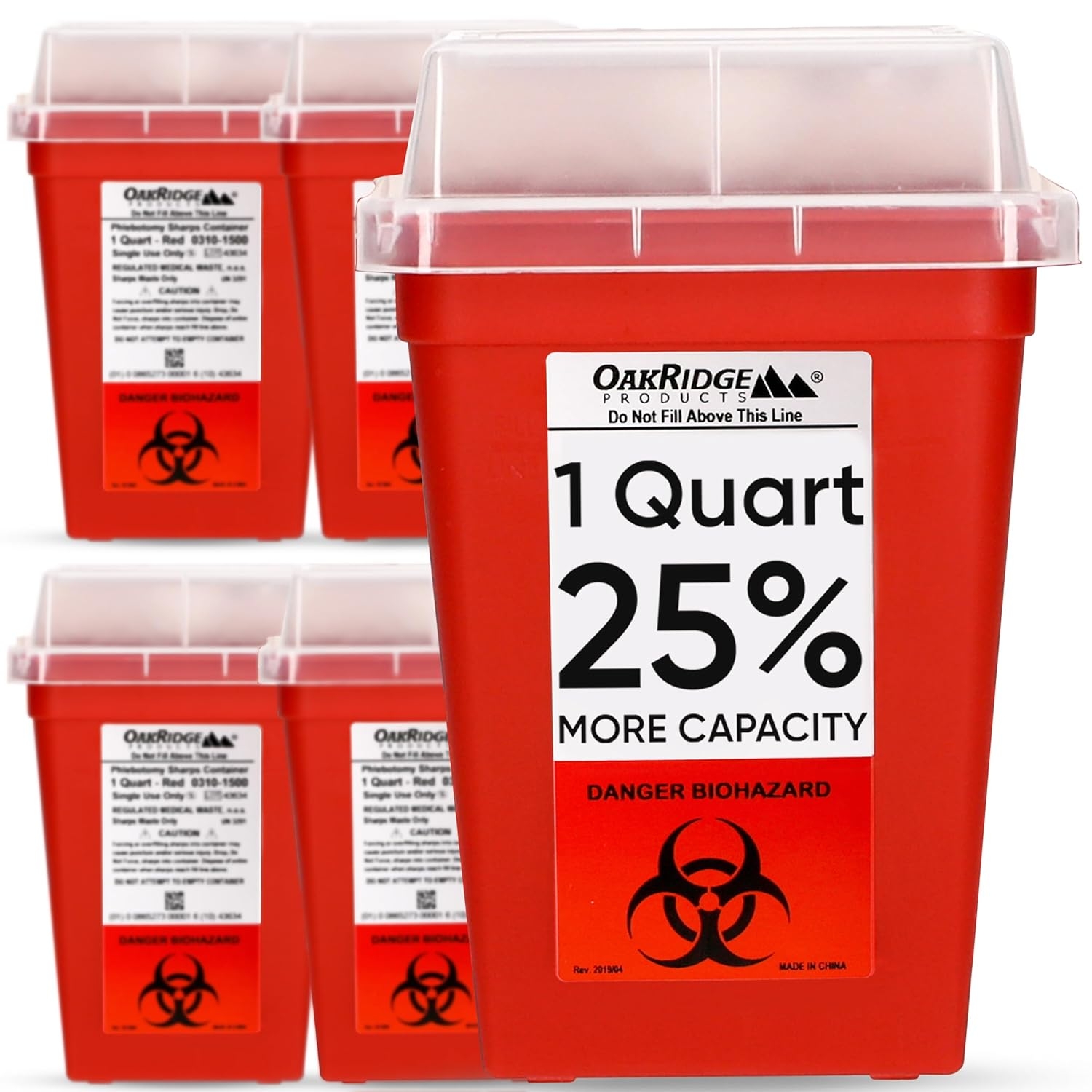 Oakridge Products Sharps Container for Home Use and Professional 1 Quart (3-Pack), Biohazard Needle and Syringe Disposal, Small Portable Container for Travel, CDC Certified - Image 9