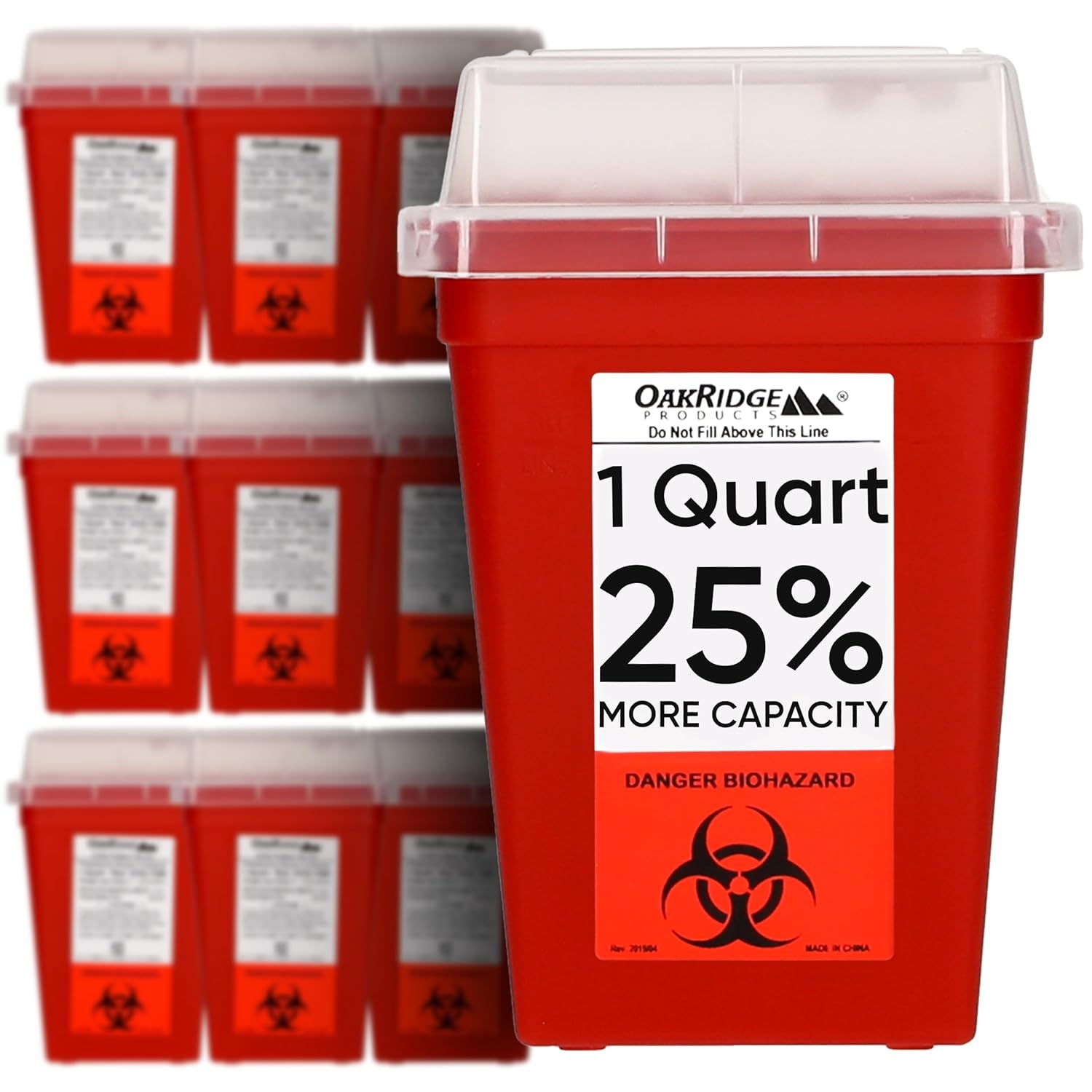 Oakridge Products Sharps Container for Home Use and Professional 1 Quart (3-Pack), Biohazard Needle and Syringe Disposal, Small Portable Container for Travel, CDC Certified - Image 10