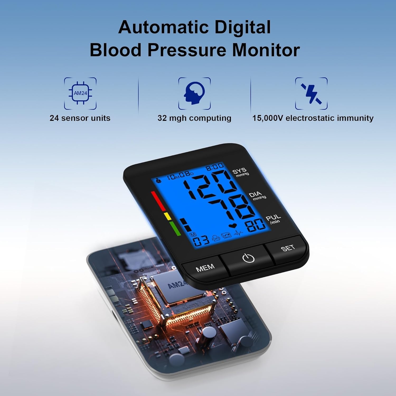 Automatic Upper Arm Blood Pressure Monitor for Home Use with 9-17in & 13-21in L/XL/Extra Large Cuff, Accurate Measurement Guidance, Portable Fit Big Arms BP Machine - Image 2