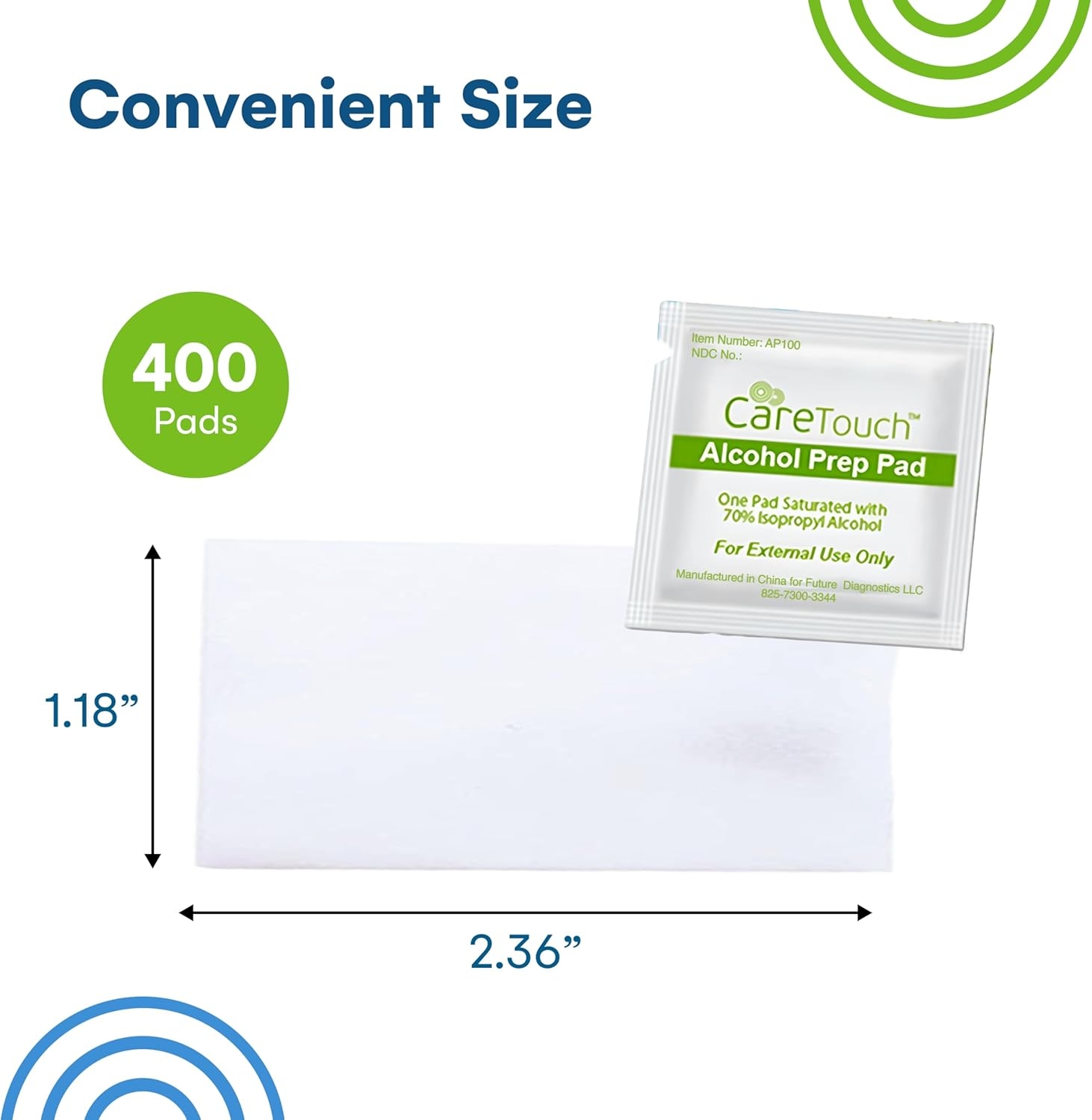 Care Touch Alcohol Wipes Individually Wrapped - Prep Pads with 70% Isopropyl Alcohol, Great for Home, Medical & First Aid Kits Sterilized, Antiseptic 2-Ply Swabs 400 Count - Image 3