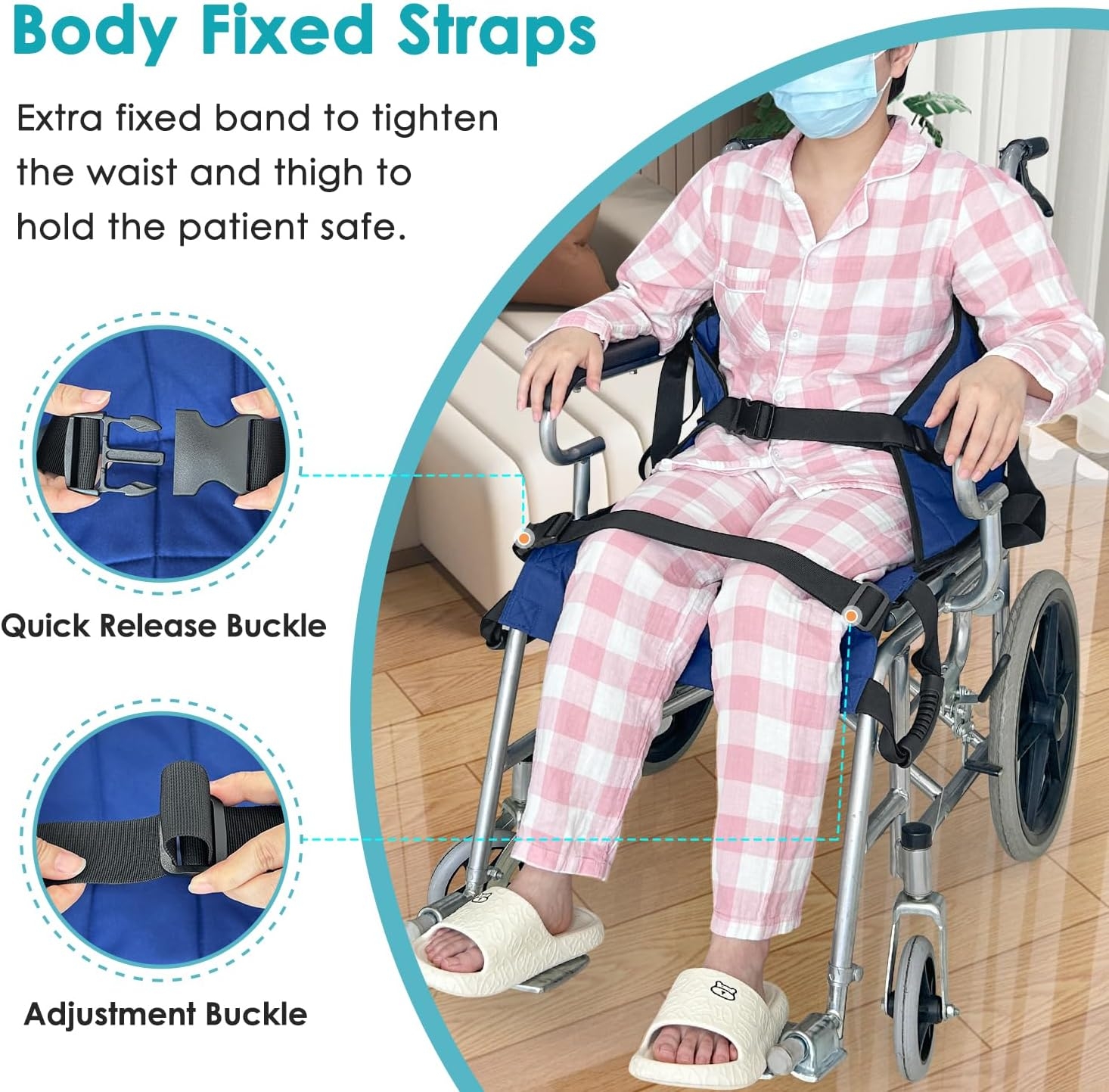 Patient Lift Transfer Belt from Bed to Wheelchair Stair Transfer Emergency Evacuation Chair Pad Safety Medical Lifting Sling Slide Board Transferring for Elderly, Disabled, Adults (Blue - 4 Handles) - Image 4