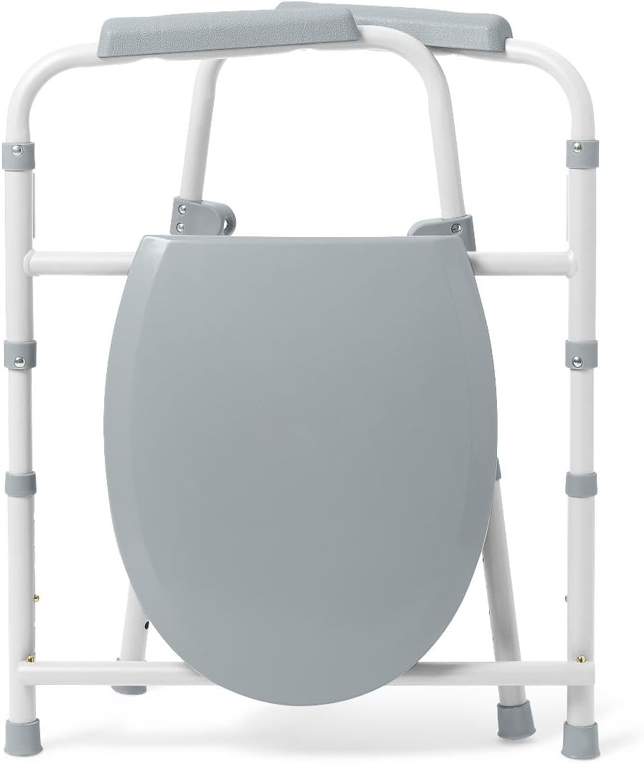 Dr. Dunley 3-in-1 Bedside Commode Chair with Elongated Seat – Steel Folding Frame, 7.5 QT Bucket, 350 lb Weight Capacity, Clip-On Toilet Seat, Bathroom Safety Aid for Seniors, Tool-Free Assembly - Image 4