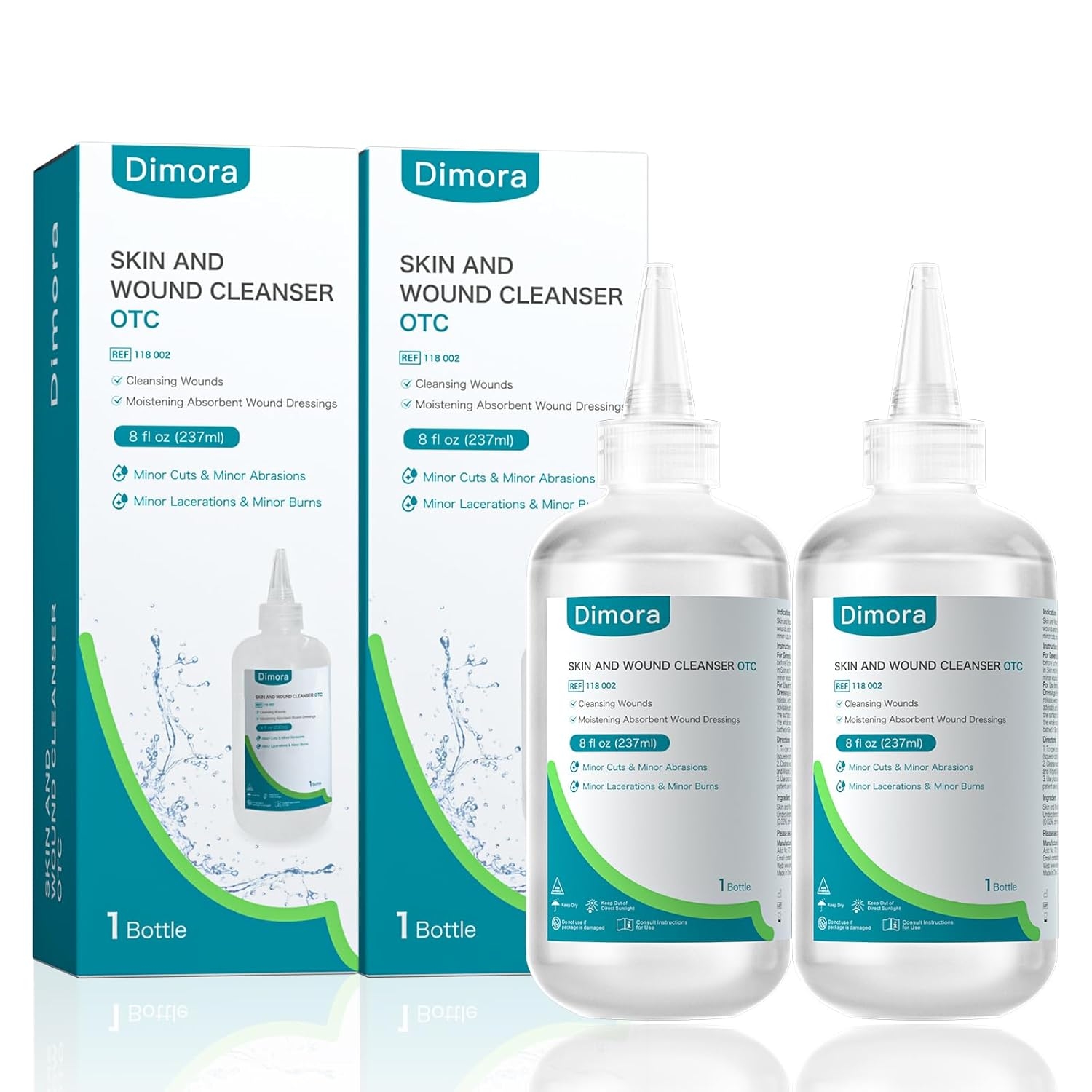 Dimora Skin and Wound Cleanser, OTC First Aid Antiseptic Cleanser,Moistening Absorbent Antibacterial Wound Dressings for Cuts, Abrasions, Lacerations, Burns, Skin Cleansing and Rinsing -8oz / 237mL - Image 11
