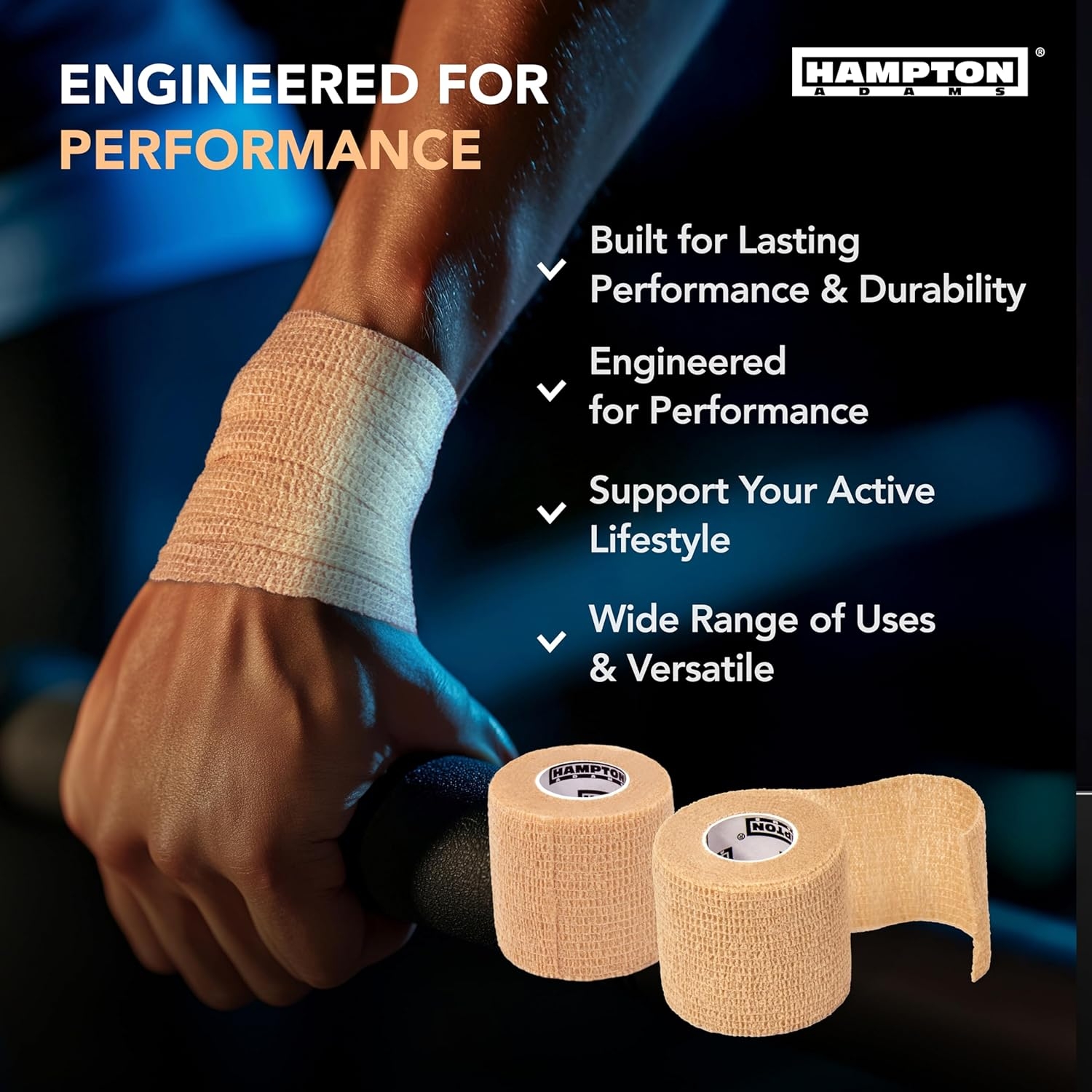 Hampton Adams | As Seen on Shark Tank | Self Adhesive Bandage Wrap (14-Pack) | 15ft | Pet Safe | Breathable Athletic Elastic Cohesive Bandage for Sports Injury Ankle Knee Wrist sprains (Beige) - Image 3