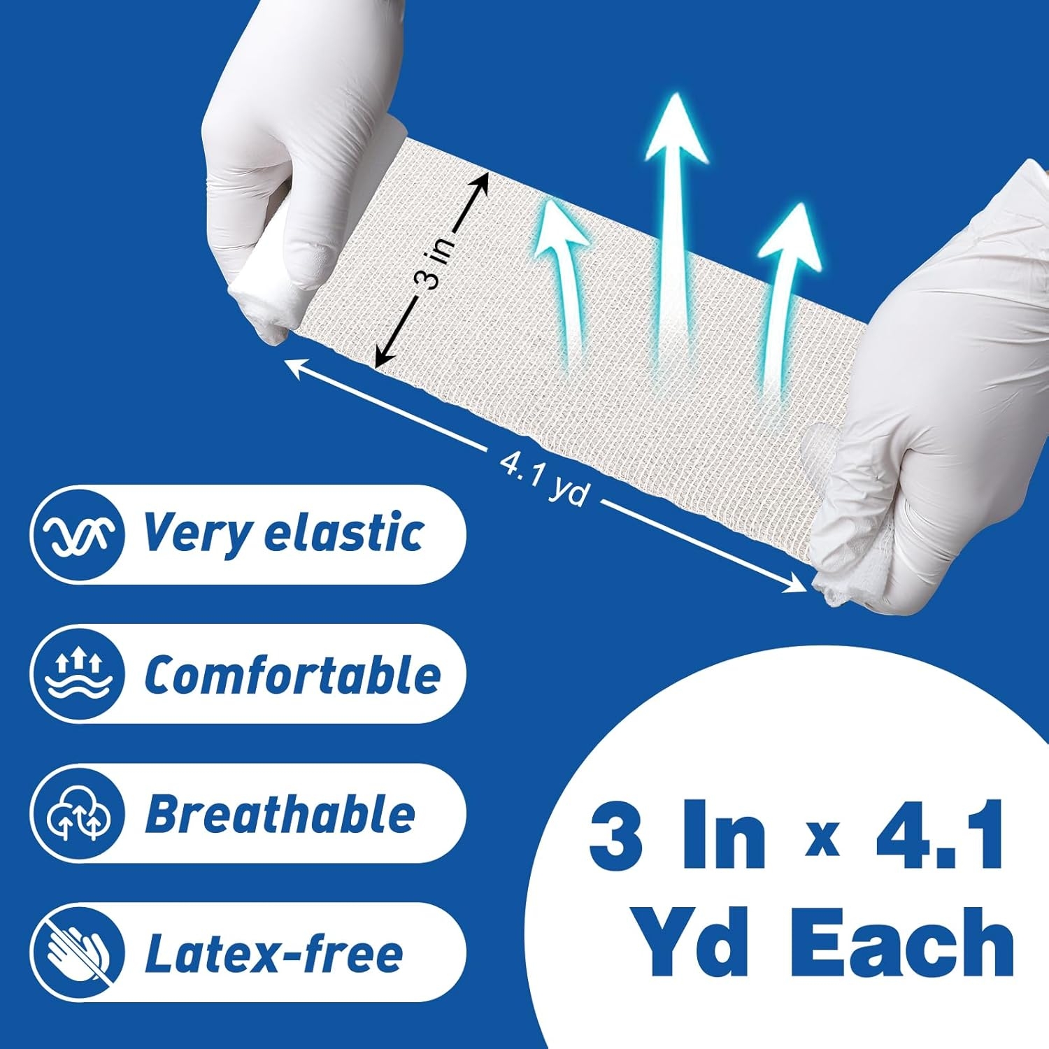 AZEN 100 Pack Gauze Rolls Bandages, 3 in x 4.1 Yards, First Aid Supplies & Premium Medical Supplies, Bandage Wrap Vet Wrap - Image 3