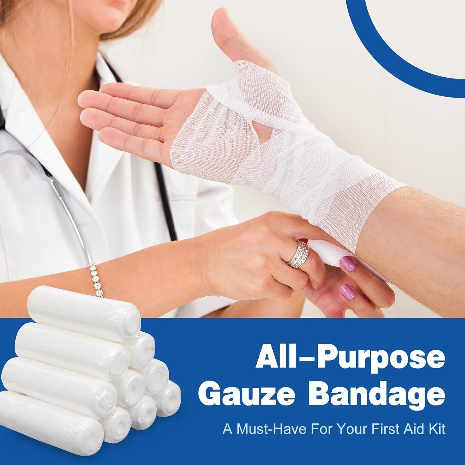 AZEN 100 Pack Gauze Rolls Bandages, 3 in x 4.1 Yards, First Aid Supplies & Premium Medical Supplies, Bandage Wrap Vet Wrap - Image 5