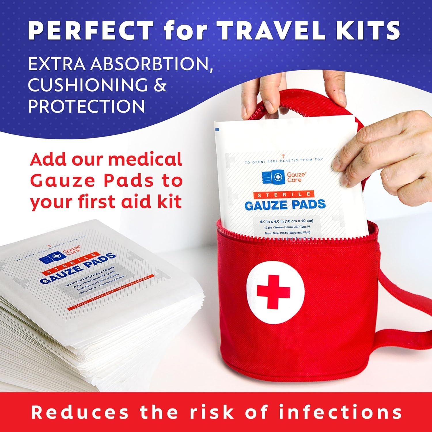 100pc Large Sterile Gauze Pads 4x4 Sterile for Wounds Bulk - 12ply Woven Gauze Sponges 4x4 Sterile - USP IV Breathable Mesh 4x4 Gauze Pads Sterile for Enhanced Absorption - First Aid Medical - Image 5