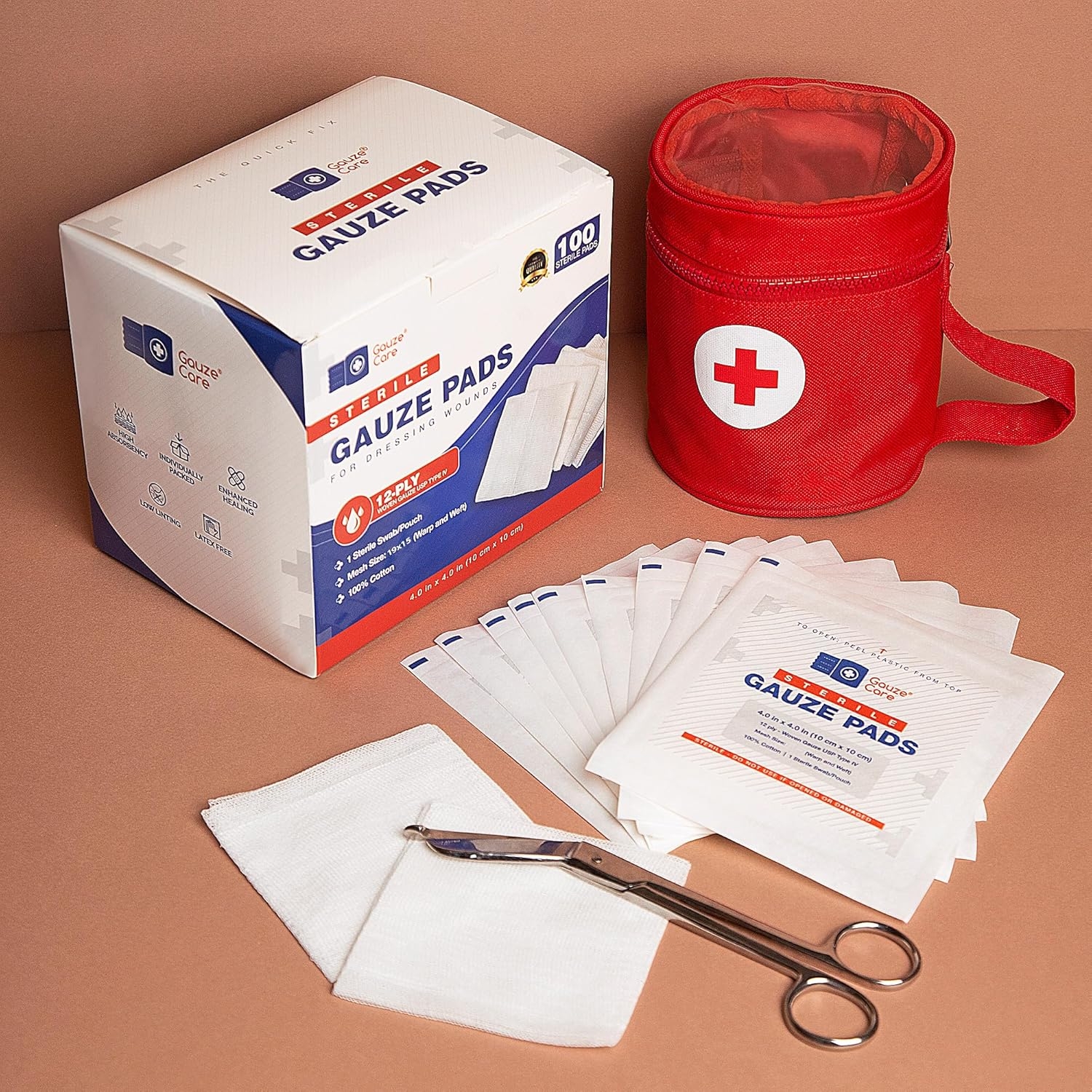 100pc Large Sterile Gauze Pads 4x4 Sterile for Wounds Bulk - 12ply Woven Gauze Sponges 4x4 Sterile - USP IV Breathable Mesh 4x4 Gauze Pads Sterile for Enhanced Absorption - First Aid Medical - Image 6
