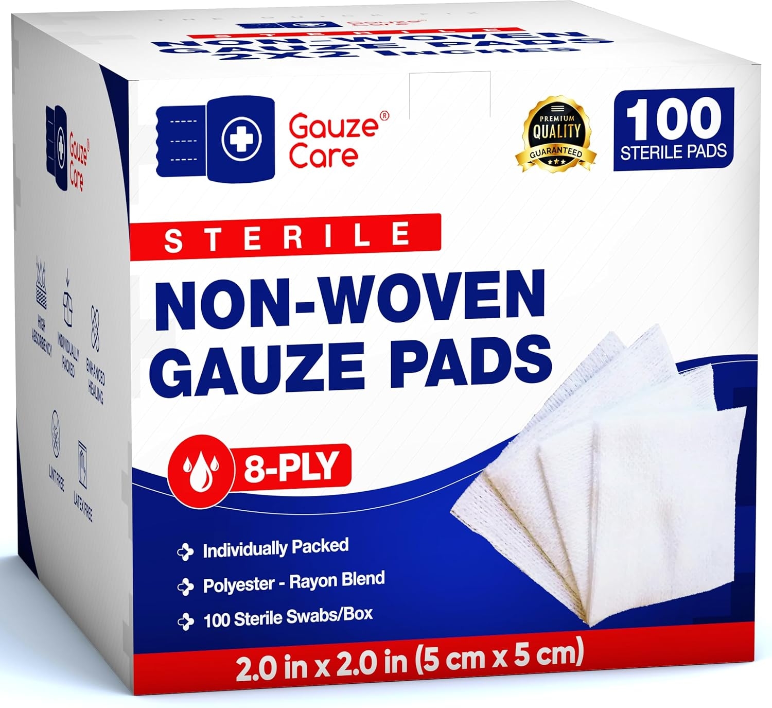 100pc Large Sterile Gauze Pads 4x4 Sterile for Wounds Bulk - 12ply Woven Gauze Sponges 4x4 Sterile - USP IV Breathable Mesh 4x4 Gauze Pads Sterile for Enhanced Absorption - First Aid Medical - Image 8