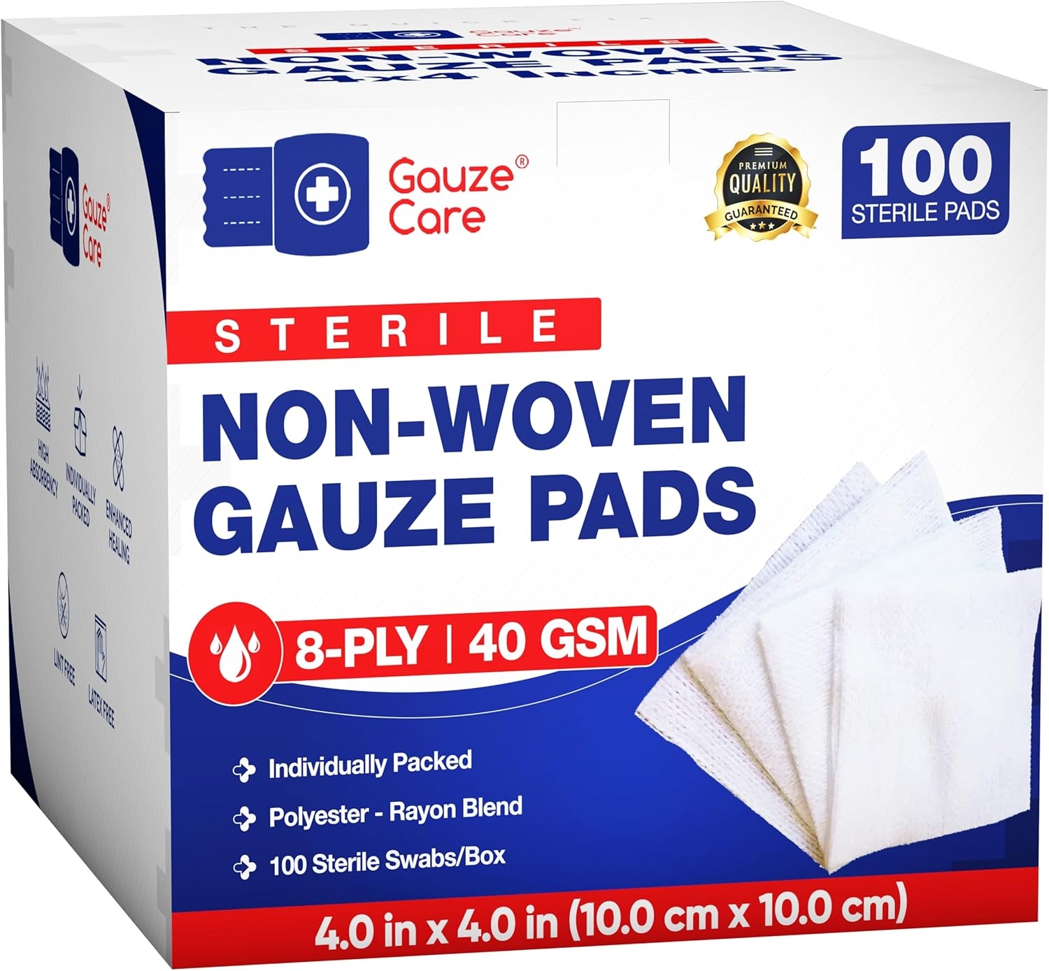 100pc Large Sterile Gauze Pads 4x4 Sterile for Wounds Bulk - 12ply Woven Gauze Sponges 4x4 Sterile - USP IV Breathable Mesh 4x4 Gauze Pads Sterile for Enhanced Absorption - First Aid Medical - Image 9