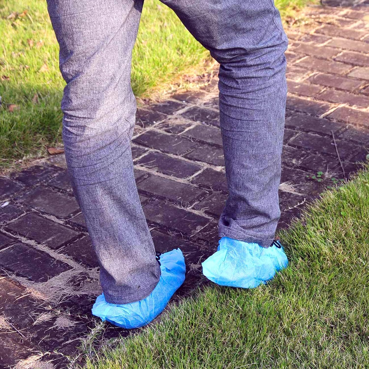 G & F Products Disposable Shoe Covers, Slip-Resistant Booties, Heavy-Duty, Waterproof, Elastic Band, Non-Slip Silicone Sole, Reusable, Protects Floors, Blue, 11 Us Men & 13 Us Women, X-L 100 Pieces - Image 4