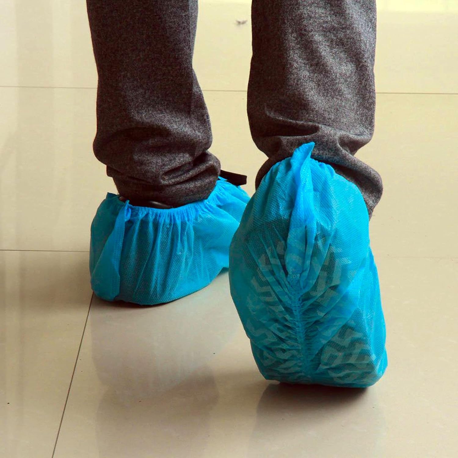 G & F Products Disposable Shoe Covers, Slip-Resistant Booties, Heavy-Duty, Waterproof, Elastic Band, Non-Slip Silicone Sole, Reusable, Protects Floors, Blue, 11 Us Men & 13 Us Women, X-L 100 Pieces - Image 8