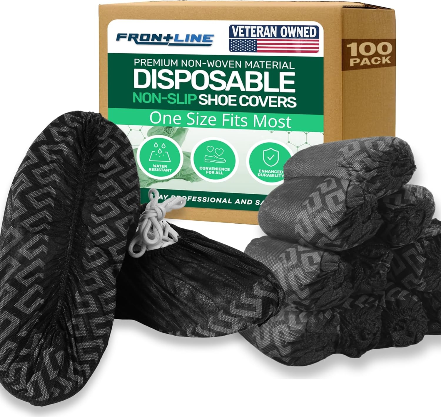 Frontline Disposable Shoe Covers Non-Slip – Premium Non-Woven, Durable, Booties Shoe Protectors – Water Resistant Thick Anti-Slip - One Size Fits Most, Indoor Use (100 Pack) - Image 11